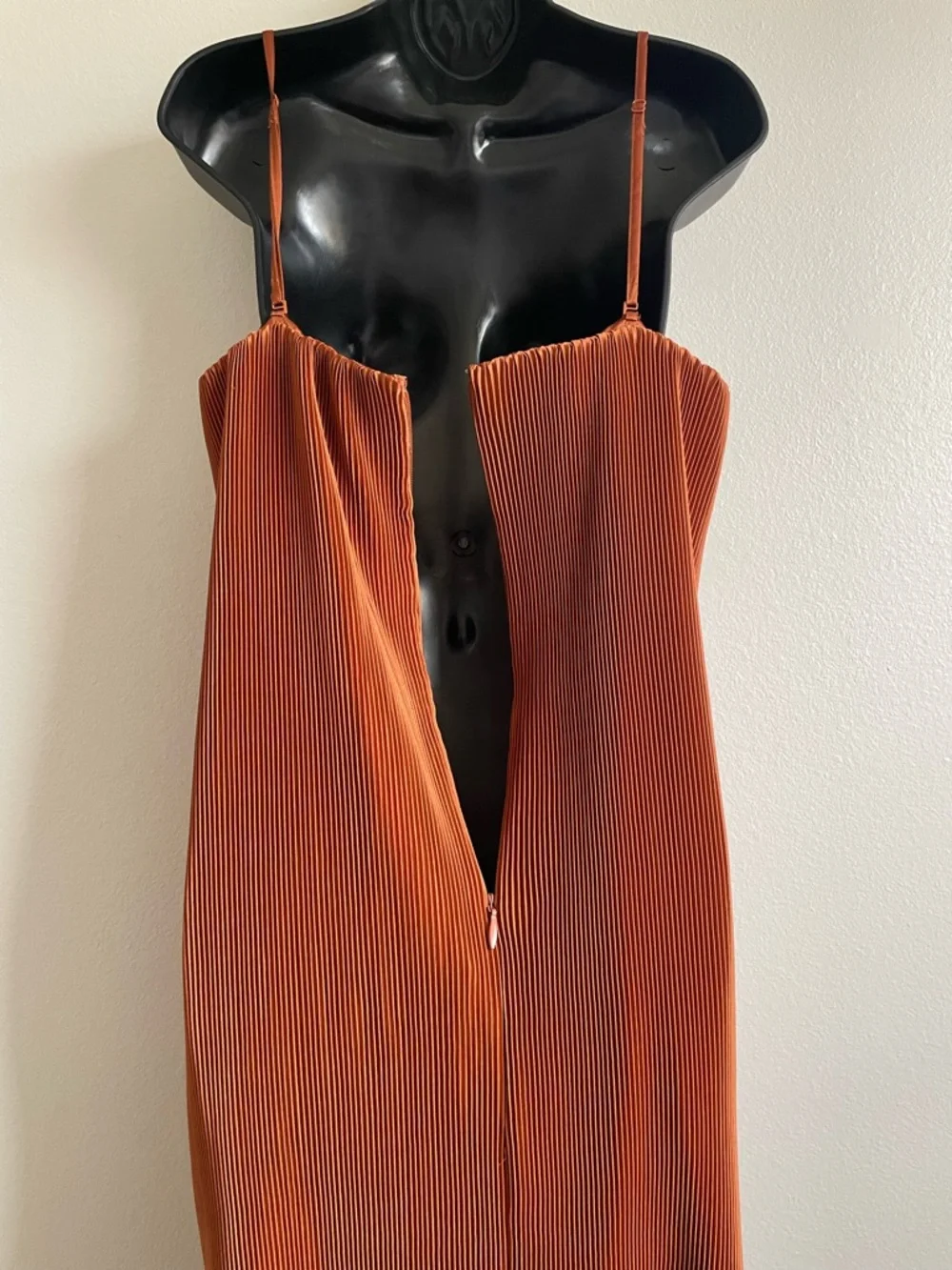 Abercrombie & Fitch Pleated Satin Midi Dress Rust Orange Slip Dress XLP
